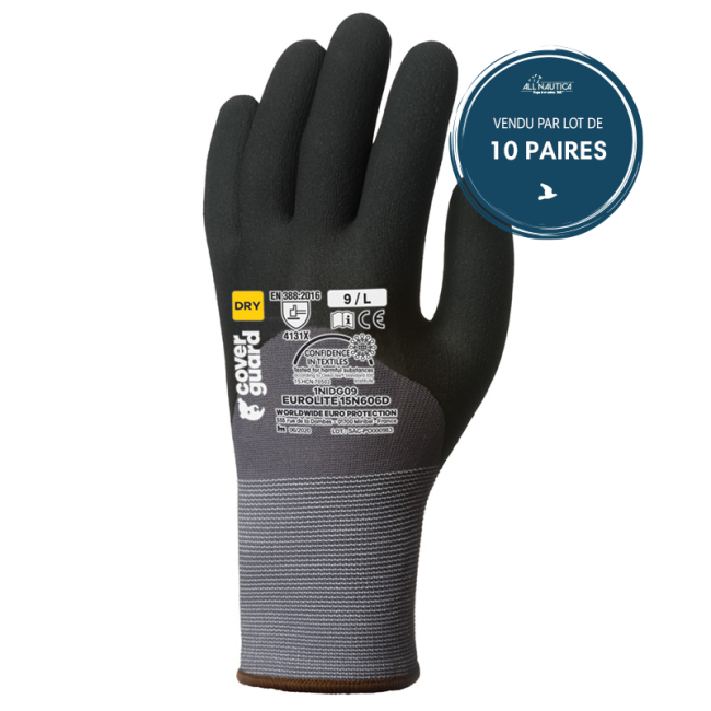 Gants EUROLITE 15N606D end.nit. paume+3/4 dos+picots